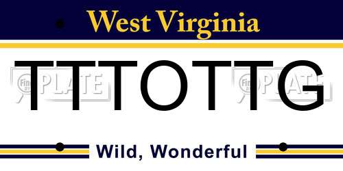 TTTOTTG West Virginia License Plate