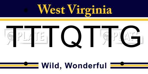 TTTQTTG West Virginia License Plate