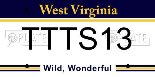 TTTS13 West Virginia License Plate