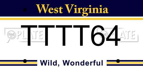 TTTT64 West Virginia License Plate
