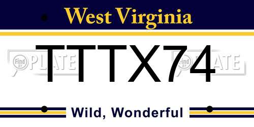 TTTX74 West Virginia License Plate