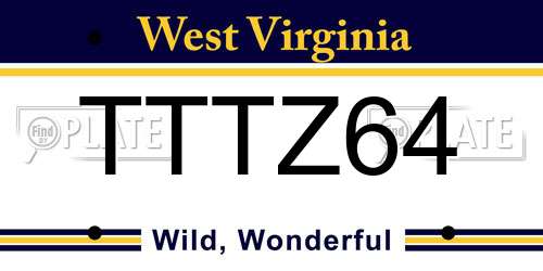 TTTZ64 West Virginia License Plate