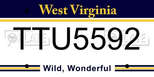 TTU5592 West Virginia License Plate