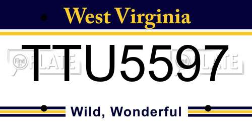 TTU5597 West Virginia License Plate