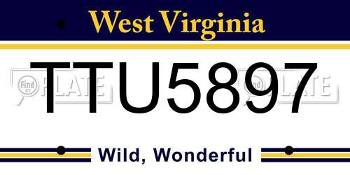 TTU5897 West Virginia License Plate
