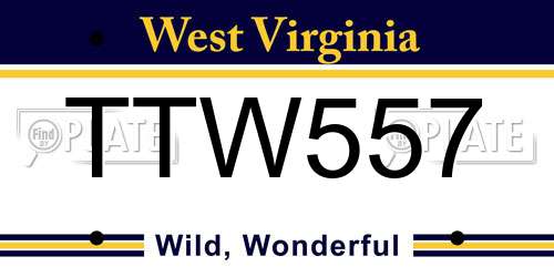 TTW557 West Virginia License Plate