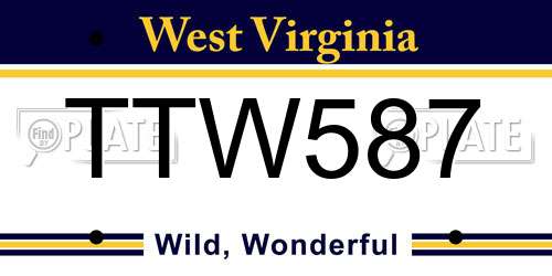TTW587 West Virginia License Plate