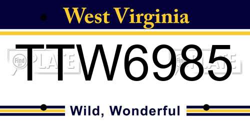 TTW6985 West Virginia License Plate