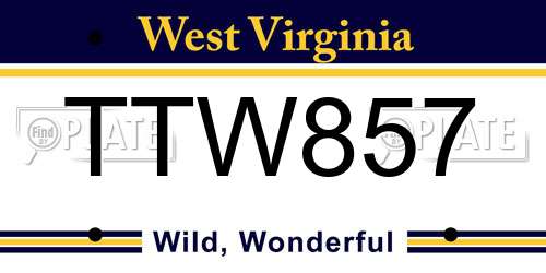 TTW857 West Virginia License Plate