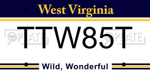 TTW85T West Virginia License Plate