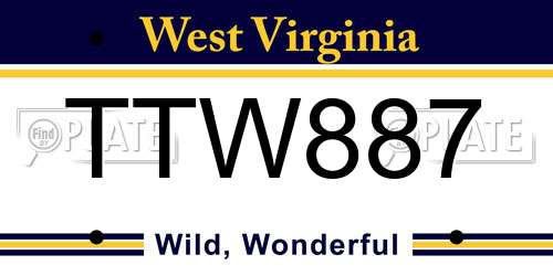 TTW887 West Virginia License Plate