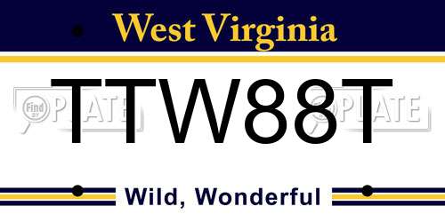 TTW88T West Virginia License Plate