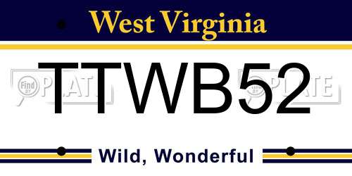 TTWB52 West Virginia License Plate