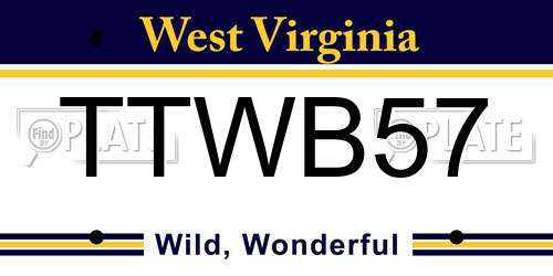TTWB57 West Virginia License Plate