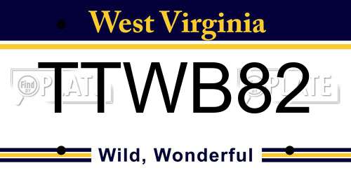 TTWB82 West Virginia License Plate
