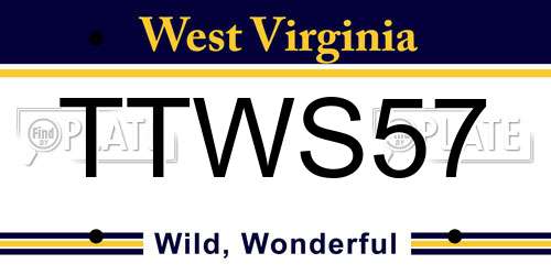 TTWS57 West Virginia License Plate