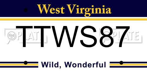TTWS87 West Virginia License Plate
