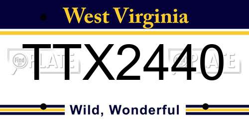 TTX2440 West Virginia License Plate