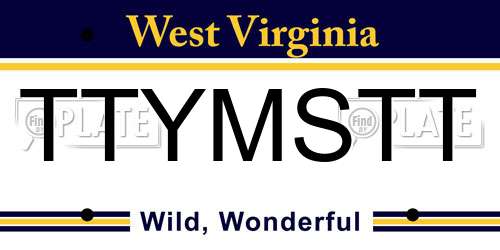 TTYMSTT West Virginia License Plate