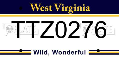 TTZ0276 West Virginia License Plate