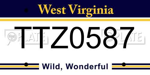 TTZ0587 West Virginia License Plate