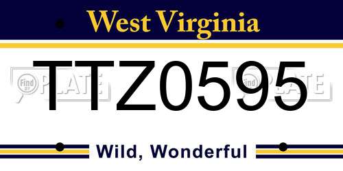 TTZ0595 West Virginia License Plate