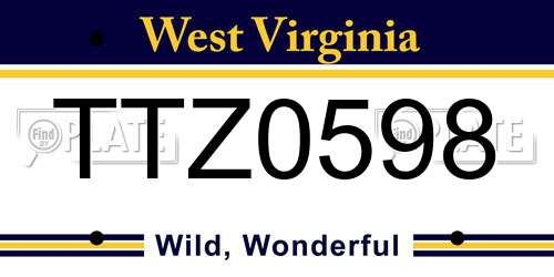 TTZ0598 West Virginia License Plate