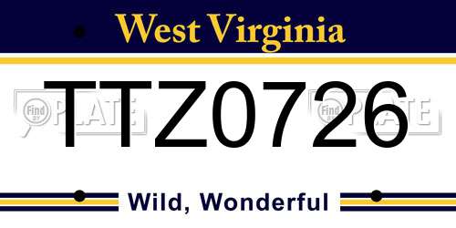 TTZ0726 West Virginia License Plate
