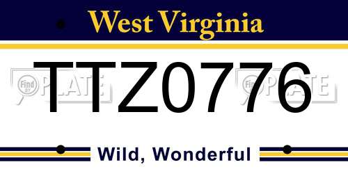 TTZ0776 West Virginia License Plate