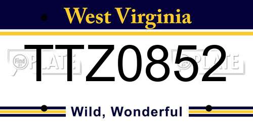 TTZ0852 West Virginia License Plate
