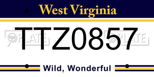 TTZ0857 West Virginia License Plate