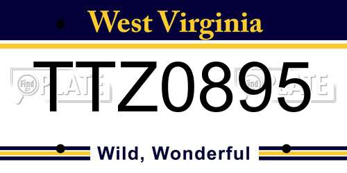TTZ0895 West Virginia License Plate