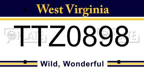 TTZ0898 West Virginia License Plate