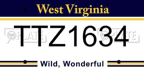 TTZ1634 West Virginia License Plate
