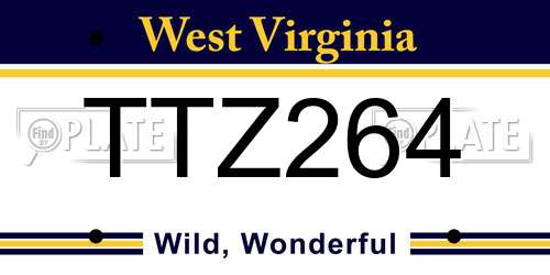 TTZ264 West Virginia License Plate