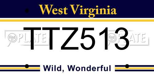 TTZ513 West Virginia License Plate