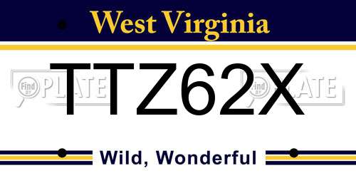 TTZ62X West Virginia License Plate