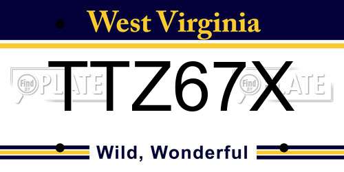 TTZ67X West Virginia License Plate