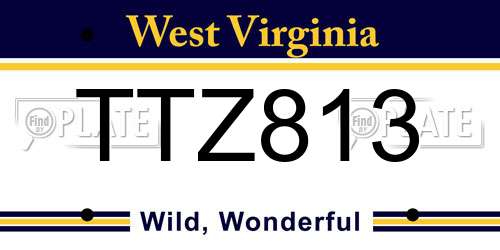 TTZ813 West Virginia License Plate