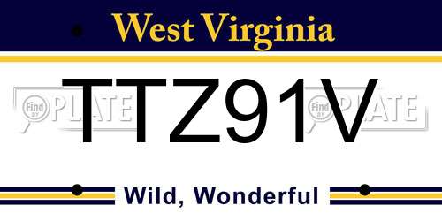 TTZ91V West Virginia License Plate