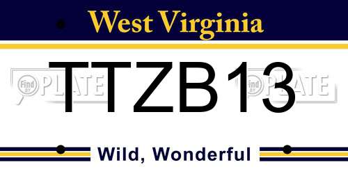 TTZB13 West Virginia License Plate