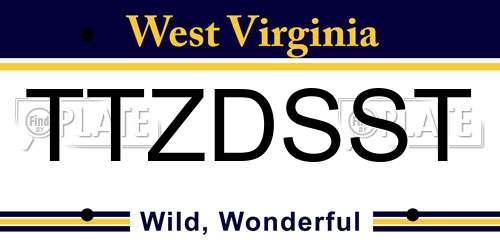 TTZDSST West Virginia License Plate