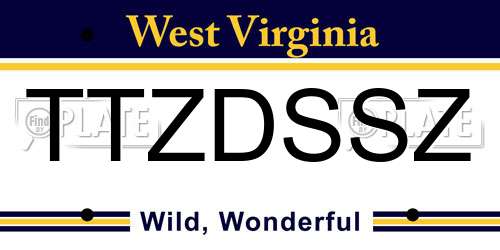TTZDSSZ West Virginia License Plate