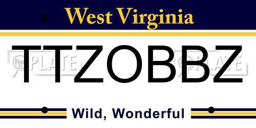 TTZOBBZ West Virginia License Plate