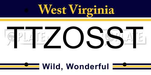 TTZOSST West Virginia License Plate