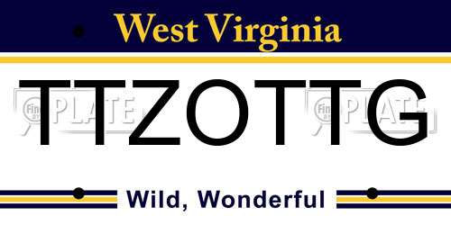 TTZOTTG West Virginia License Plate