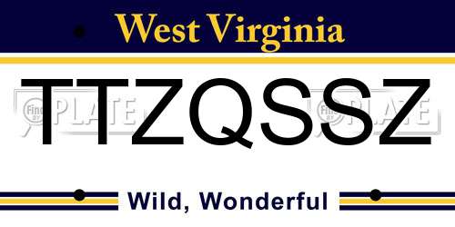 TTZQSSZ West Virginia License Plate