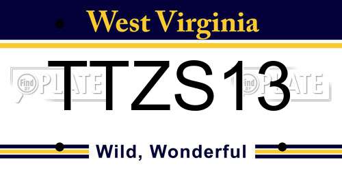 TTZS13 West Virginia License Plate