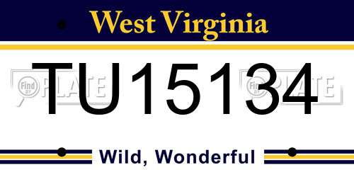 TU15134 West Virginia License Plate
