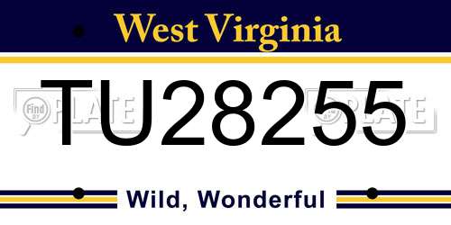 TU28255 West Virginia License Plate